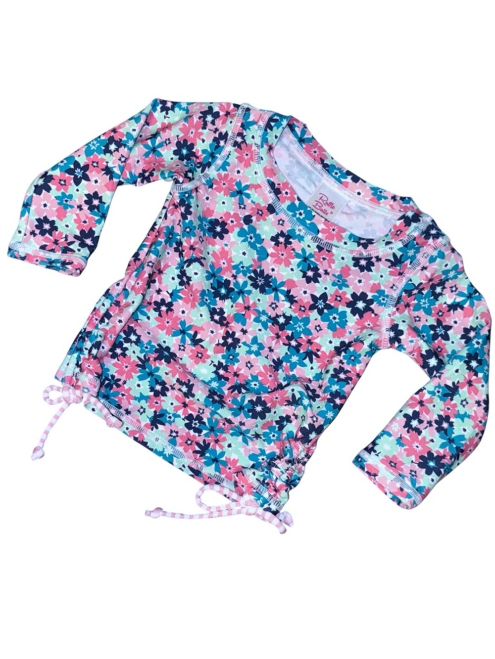 Ruffle Butts Floral Rash Guard 6-12M Long Sleeve Swim Top Adjustable Side Tie